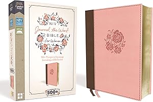NIV Journal the Word Bible for Women: Leathersoft, Brown/Pink, Red Letter, Comfort Print
