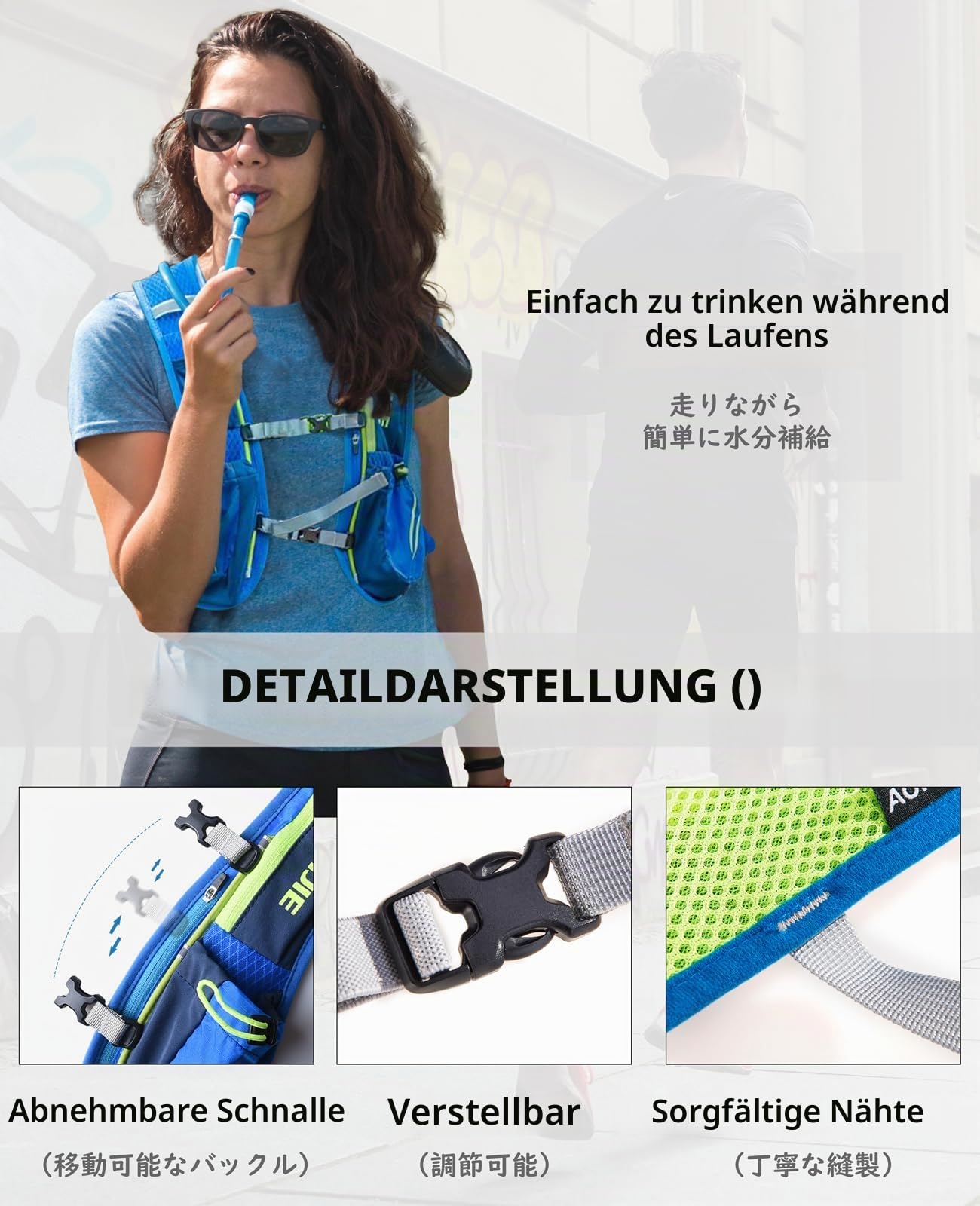 TRIWONDER Ultraleicht Trinkrucksack, 5.5L Laufrucksack, Trailrunning Rucksack, Hydration Pack im Freien, Rucksack Outdoor für Laufen, Marathon, Radfahren