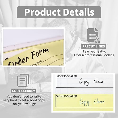 Miniatura 5 de Paquete de 2 libros de recibos de formularios de pedido, libro de facturas de ventas sin carbono de 2 partes para pequeñas empresas, 5.5 x 8.3