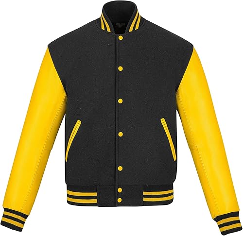 Sledwise Letterman Varsity Jacket for Men - Premium Quality Wool Body with Cowhi