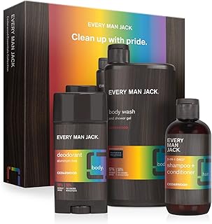 Every Man Jack Pride Essentials Box - Includes Three Grooming Essentials with Clean Ingredients & Incredible Scents - Roun...