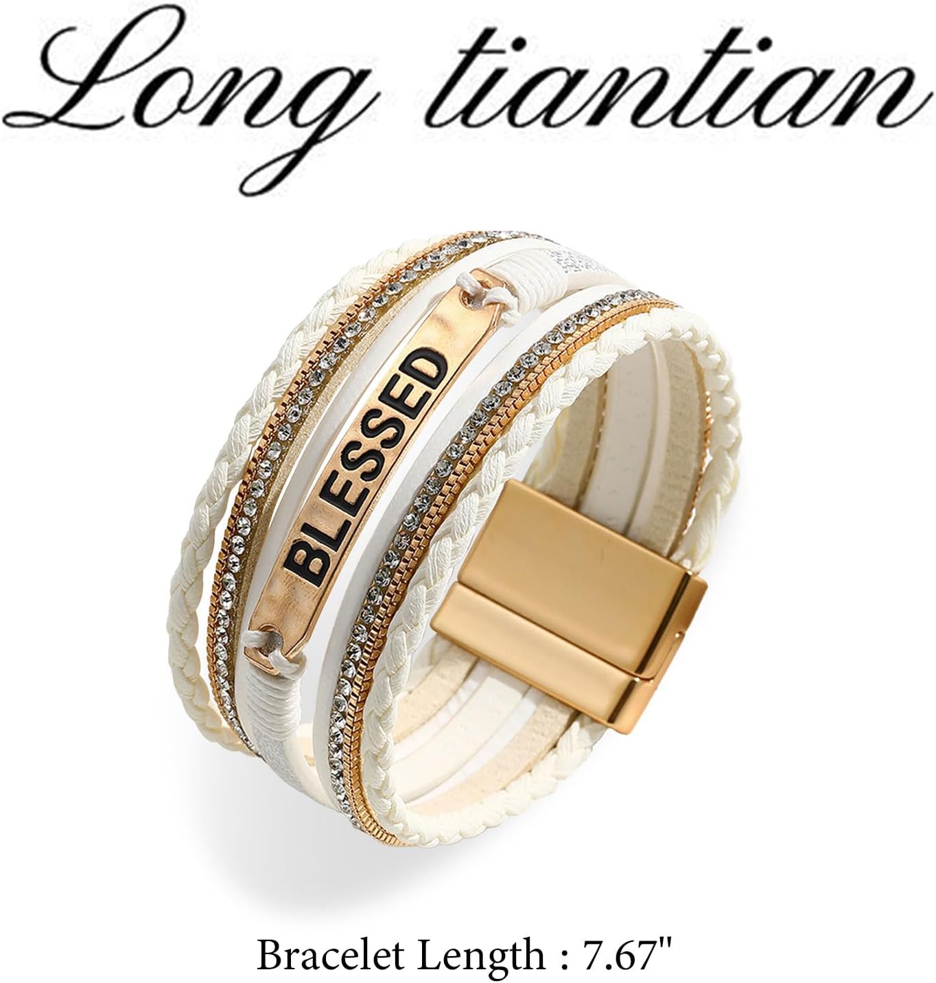 Long tiantian Leather Bracelets for Women Cross Bracelet Boho Bracelet Stackable Cuff Bracelets for Women Trendy Jewelry Gifts Stocking Stuffers