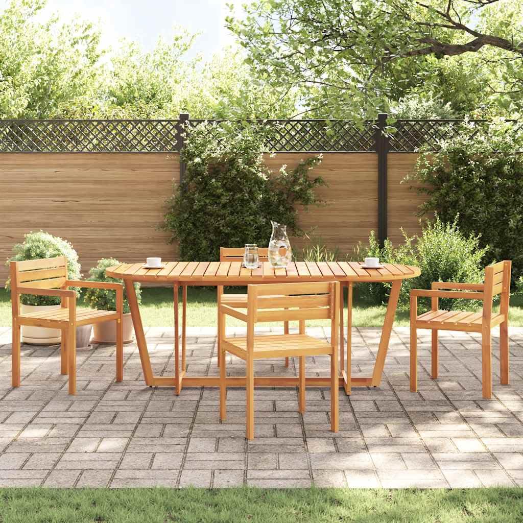 SXZenSpace Oval 200x90x75 cm Solid Acacia Outdoor Dining Table, Slatted Patio Table with Cross-Leg Base, Robust Oil-Finished Wood for Garden Balcony Terrace