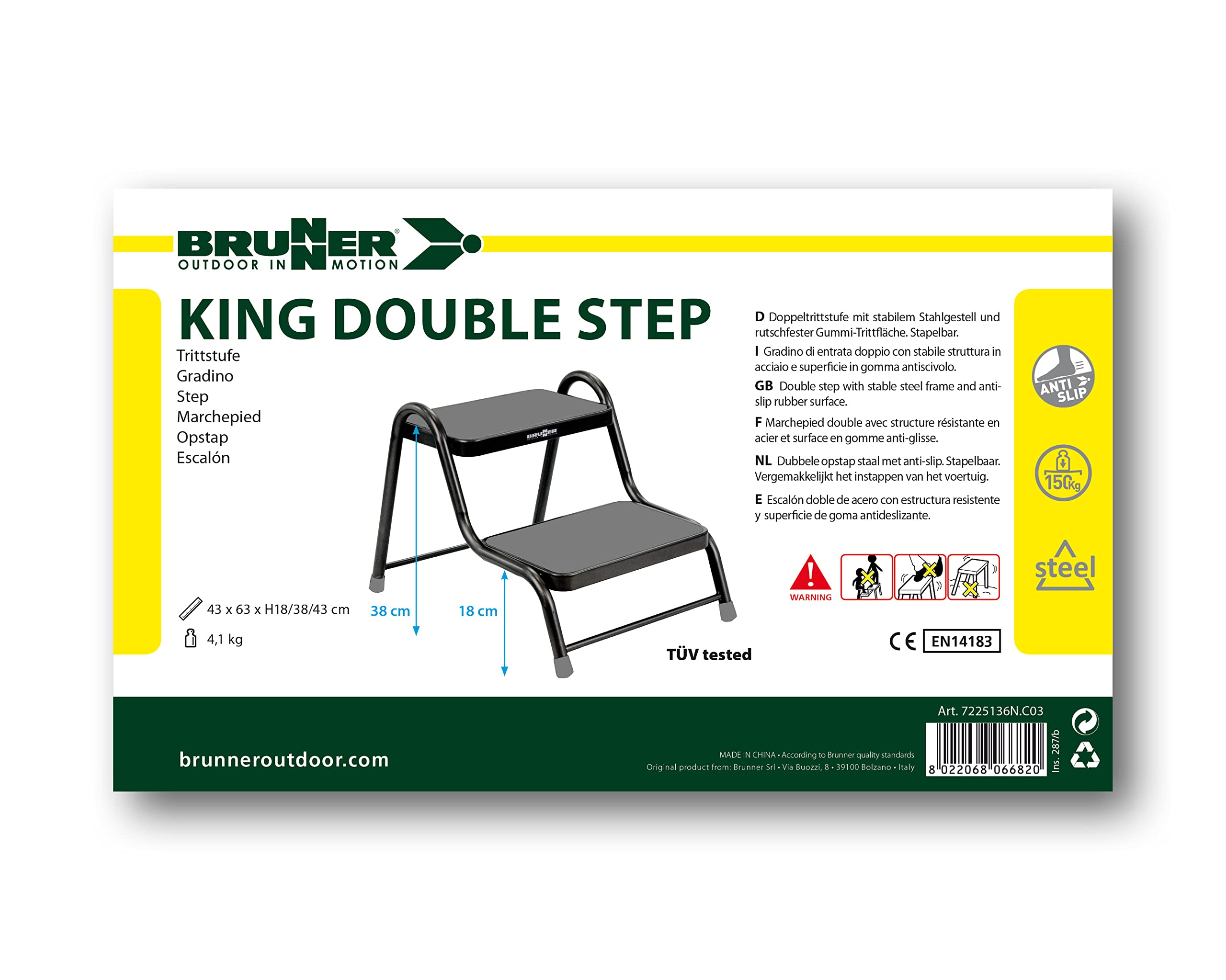 Brunner Doppel Trittstufe King Step Double Wohnmobil Leiter Tritt Hocker Stahl