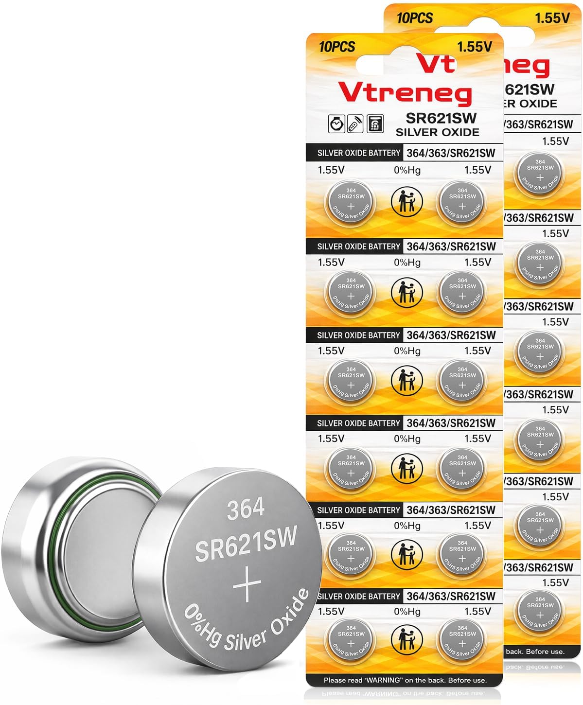 20 Pack 364 Watch Battery 363 AG1 164 SR621SW 1.55V Silver Oxide Battery