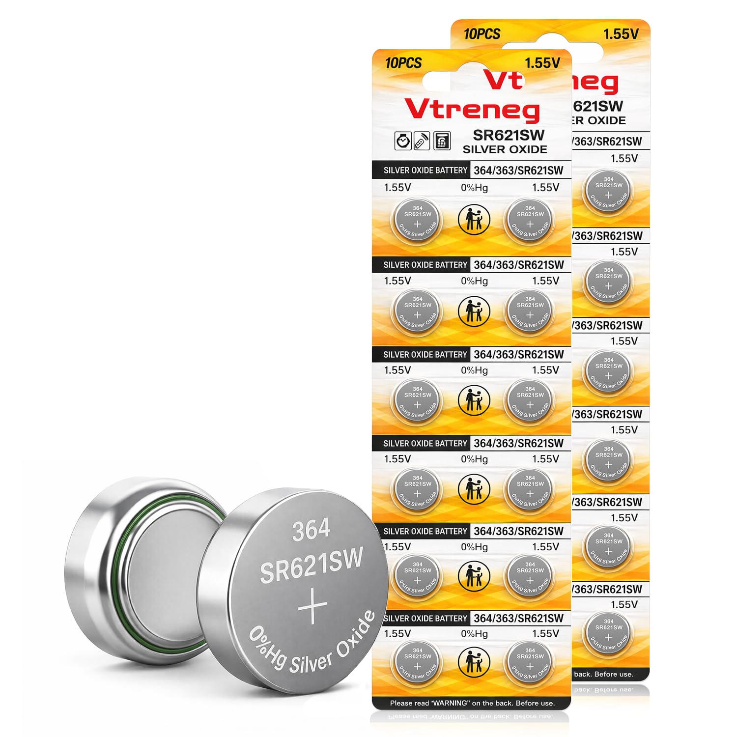 20 Pack 364 Watch Battery 363 AG1 164 SR621SW 1.55V Silver Oxide Battery