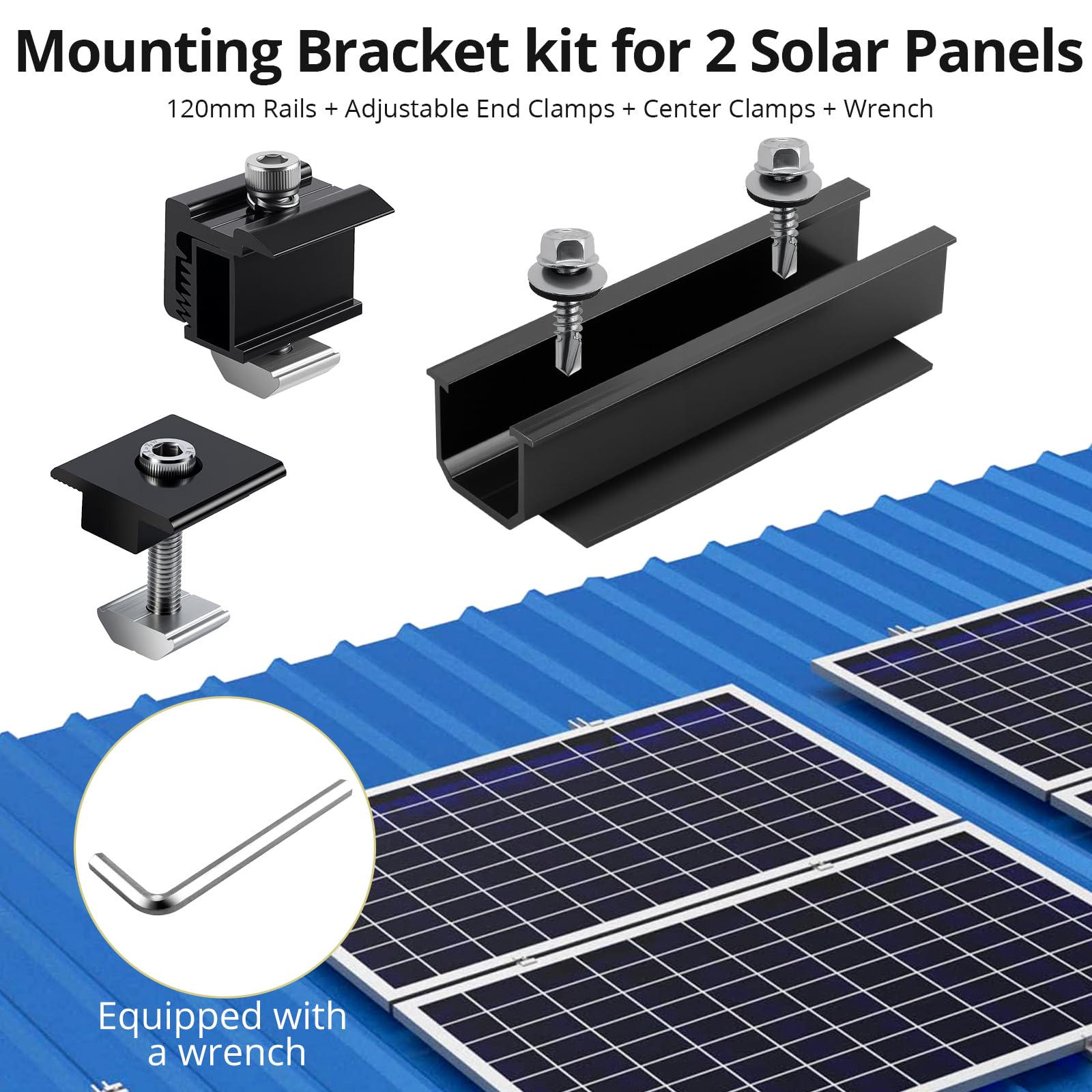 Anbte Kit di supporto per pannello solare per 2 pannelli solari da 30/33/35