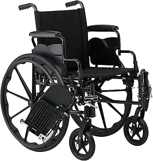 Lightweight Wheelchair for Adults – Swing-Back Desk-Length Arms, Elevating Leg Rests, 18" W x 16" D Seat, Foldable & Portable