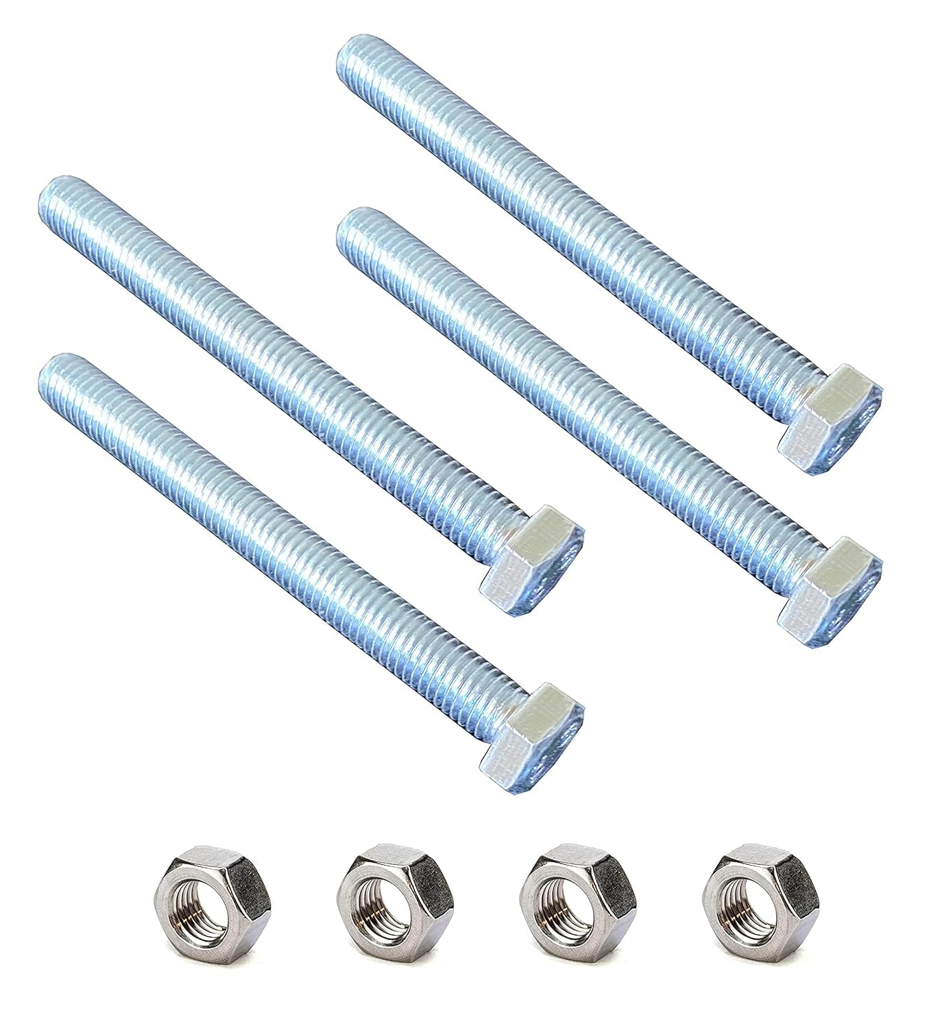 M8 (8mm x 80mm) Hex Square Bolts, Fully Threaded (50, M8 Hex Sq. Bolts + Standard Nuts)