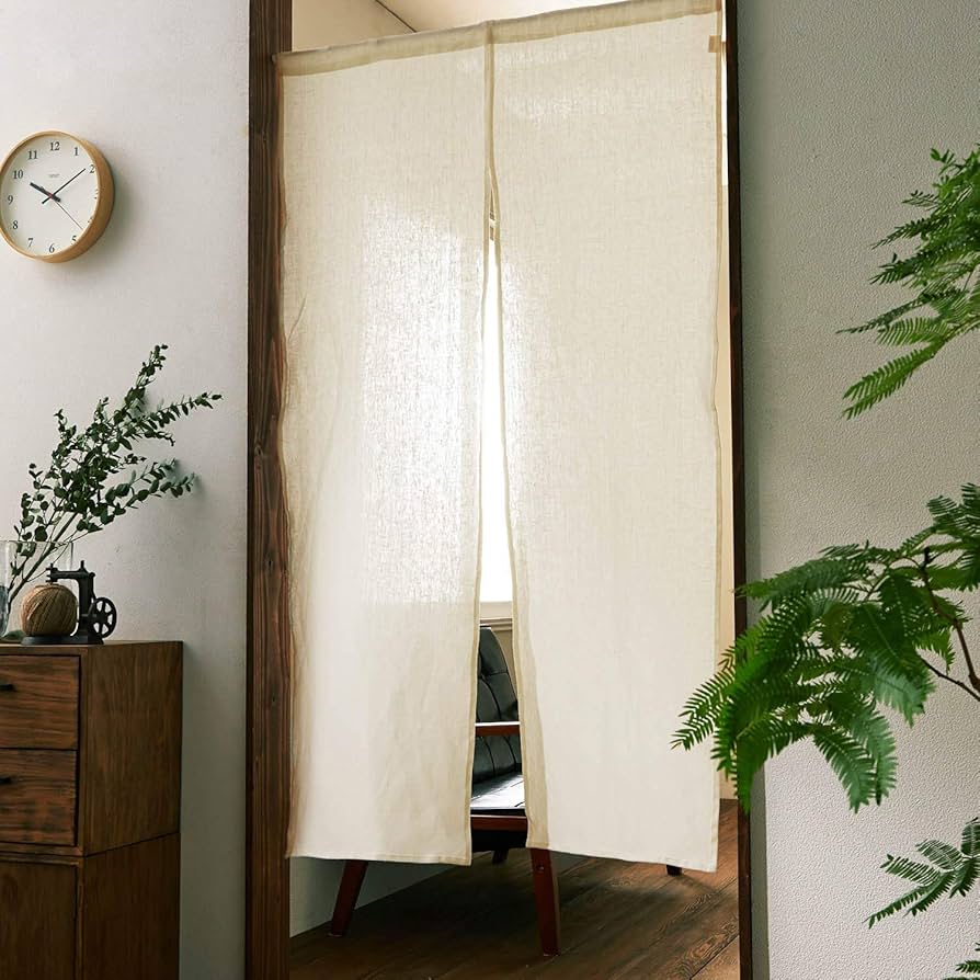 Amazon｜[ベルメゾン] のれん フレンチ リネン 洗える ホワイト 幅約85