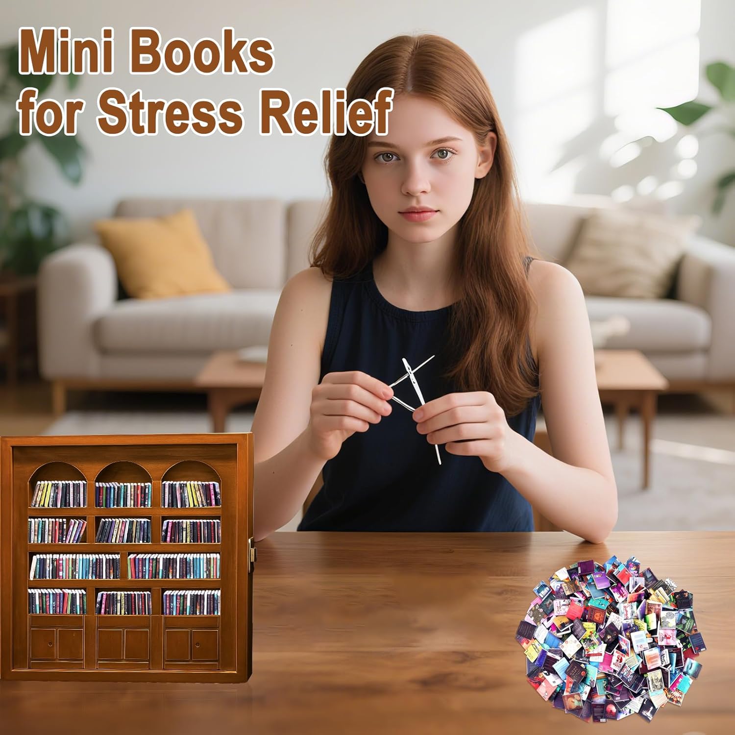 300Pcs Mini Books for Anxiety Bookshelf Tiny Book Fun Mini Brands Book Miniatures Library Dollhouse Accessories for DIY Living House Bookshelf Fillers Miniatures Small Books Bulk Crafting Decor