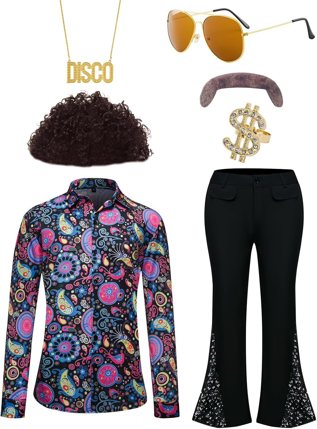 Chemise Années 70 Homme – Disco Hippie Flower Power – Costume Carnaval Taille L/XL