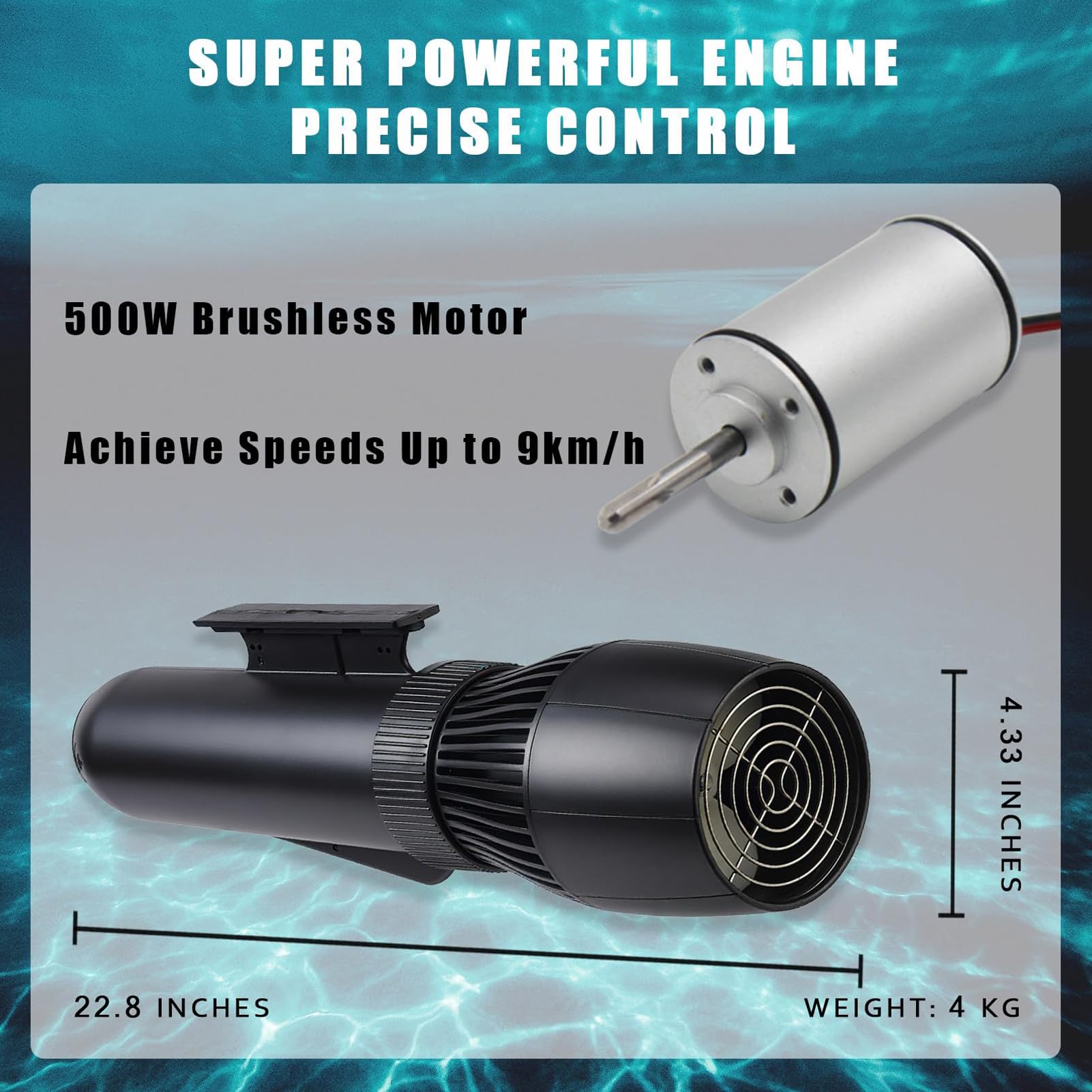 Scooter Submarino de 500/700 W, Sea Scooter con Propulsión Acuática, Batería de 10.000/16.000 mAh y Control de 9 Velocidades, hasta 30 m de Profundidad y 130 Min de Autonomía para Deportes Acuáticos