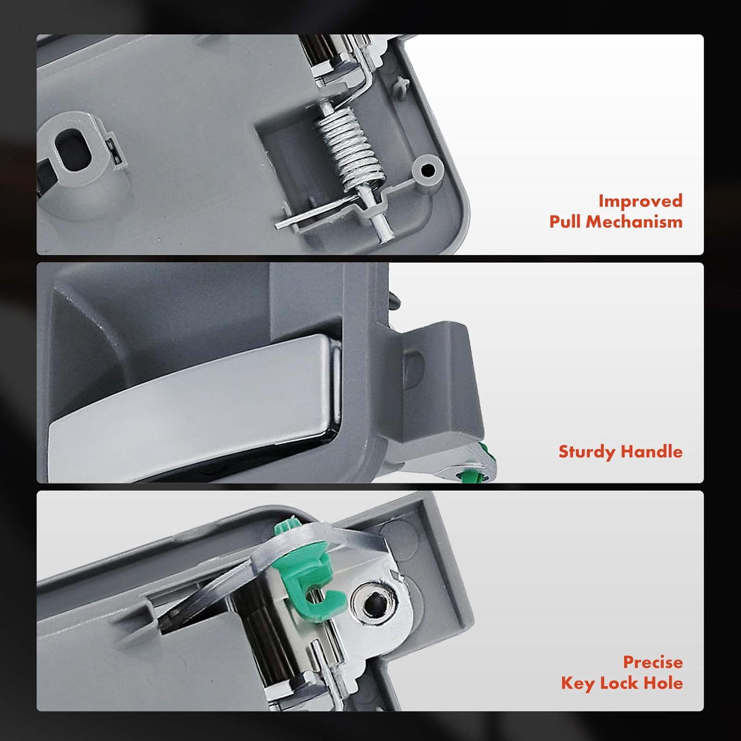 A-Premium Front or Rear Right Passenger Side Interior Door Handle Compatible with Dodge Durango 2004-2009, Dakota 2005-2010 & Chrysler Aspen 2007-2009 & Mitsubishi Raider 2006-2009, Silver Lever