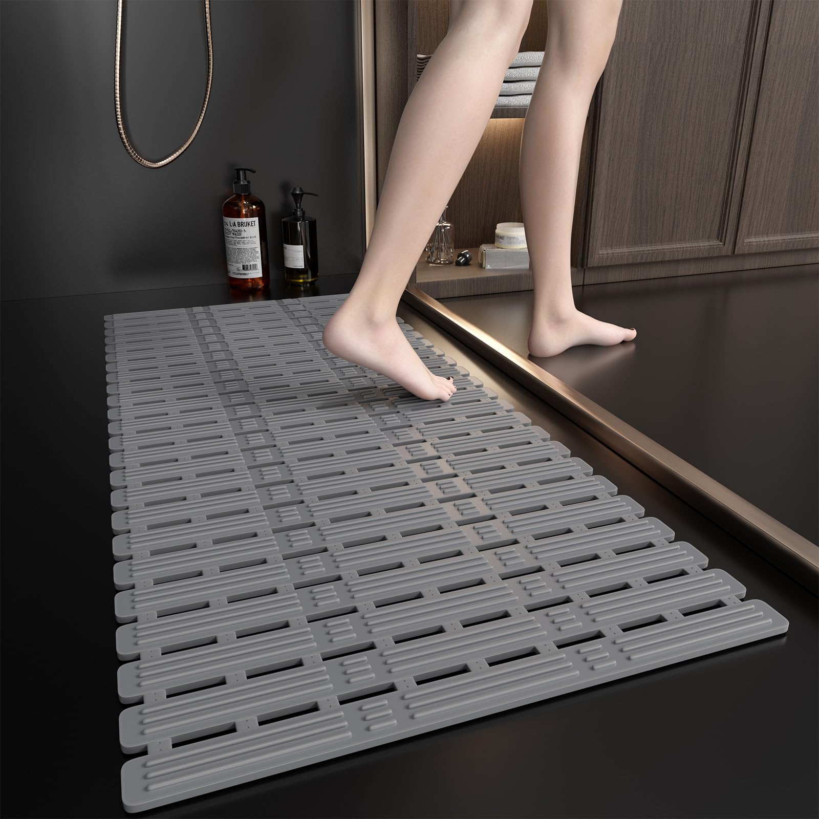 XIYUNTE Rubber Bath Mat for Tub Non Slip, 36 x 16 inches Bathtub Mat Non Slip Shower Mats for Inside Shower, Safety Anti Slip Shower Mat with Suction