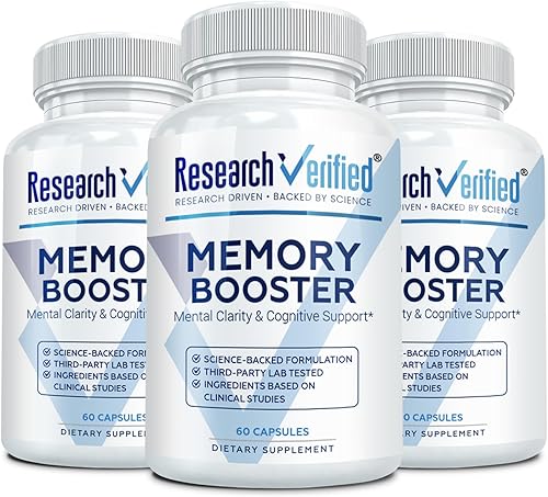 Research Verified Refuerzo de memoria - Suplemento nootrópico - Mejora la cognición y la memoria - Melena de león, ginkgo biloba, bioPerine -