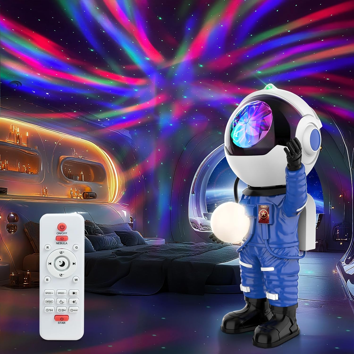 Rossetta Galaxy Projector, Star Projector for Bedroom, Astronaut Projector Night Light with Timer and Remote, Kids Adults Room Decor Aesthetic, Gifts for Christmas, Birthdays