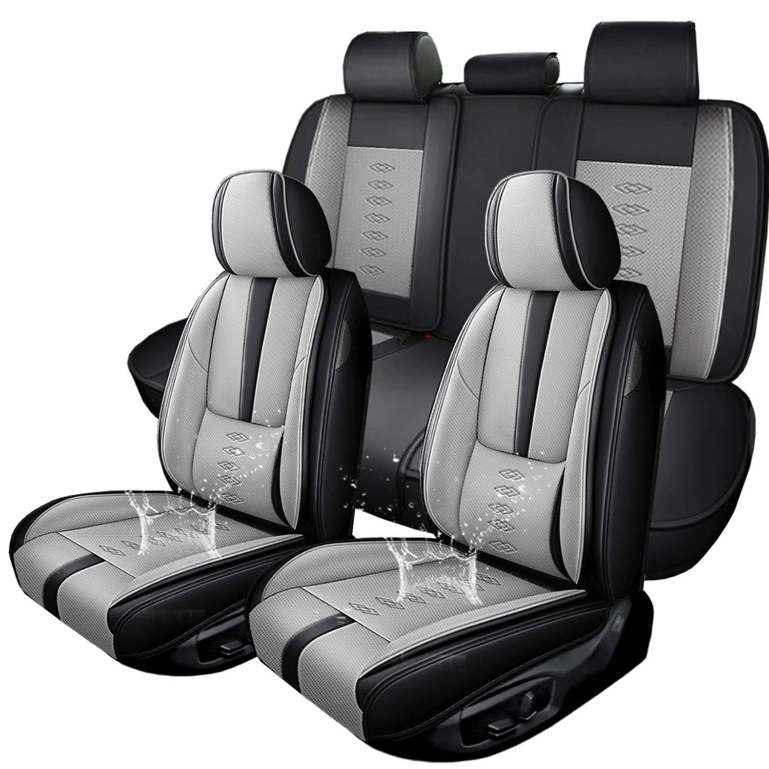VIUDMEK Full Set Leather Seat Covers (Black/Gray)