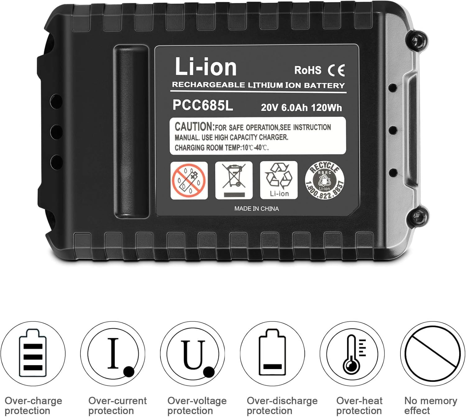 KUNLUN 2Pack 6.0Ah 20V MAX Replacement Battery for Porter-Cable 20V Lithium Battery PCC681L PCC685L PCC685LP PCC680L PCC682L PCC600 PCC640 20-Volts Lithium Batteries
