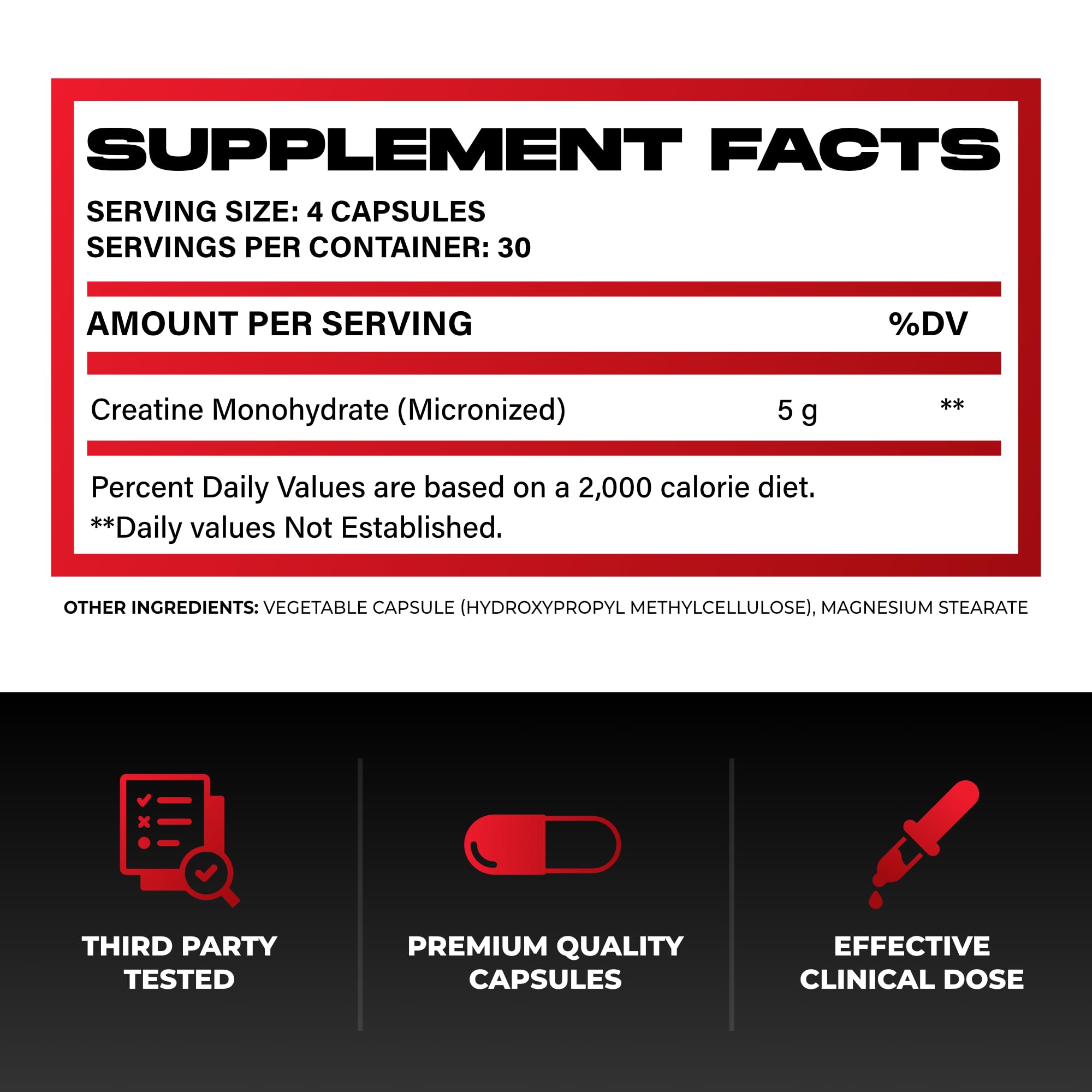 Creatine Monohydrate Capsules, 5g Per Serving, Scientifically Dosed To Maximize Lean Muscle Growth, Strength, Recovery & Performance, Thoroughly Tested For Purity, For Men & Women, Convenient Capsules — Amazon image 2