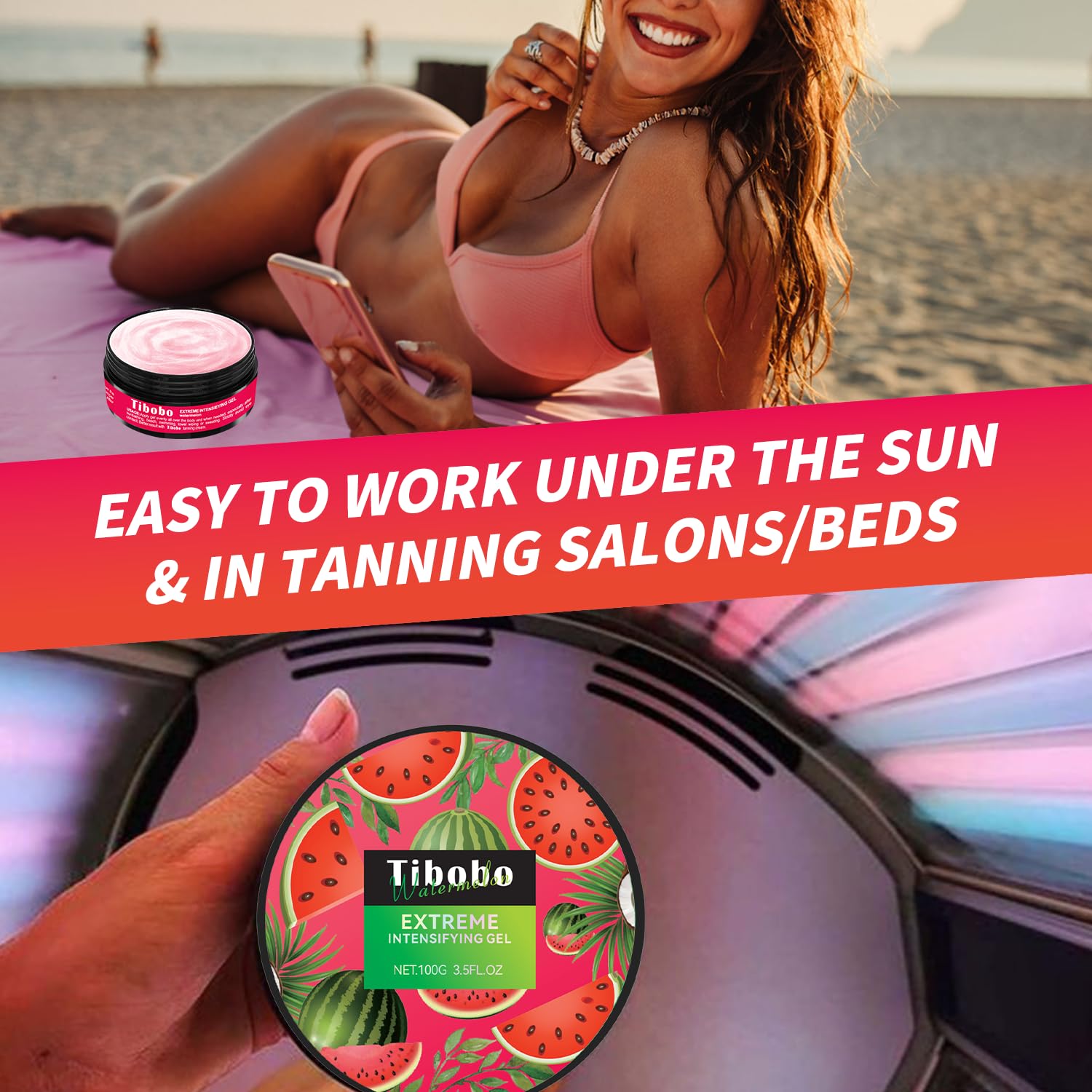 Sunbed Tanning Accelerator, 100gl Tanning Moisturiser Gel, Extreme Intensifying Sunbed Cream Accelerator with Natural Formula - Image 3