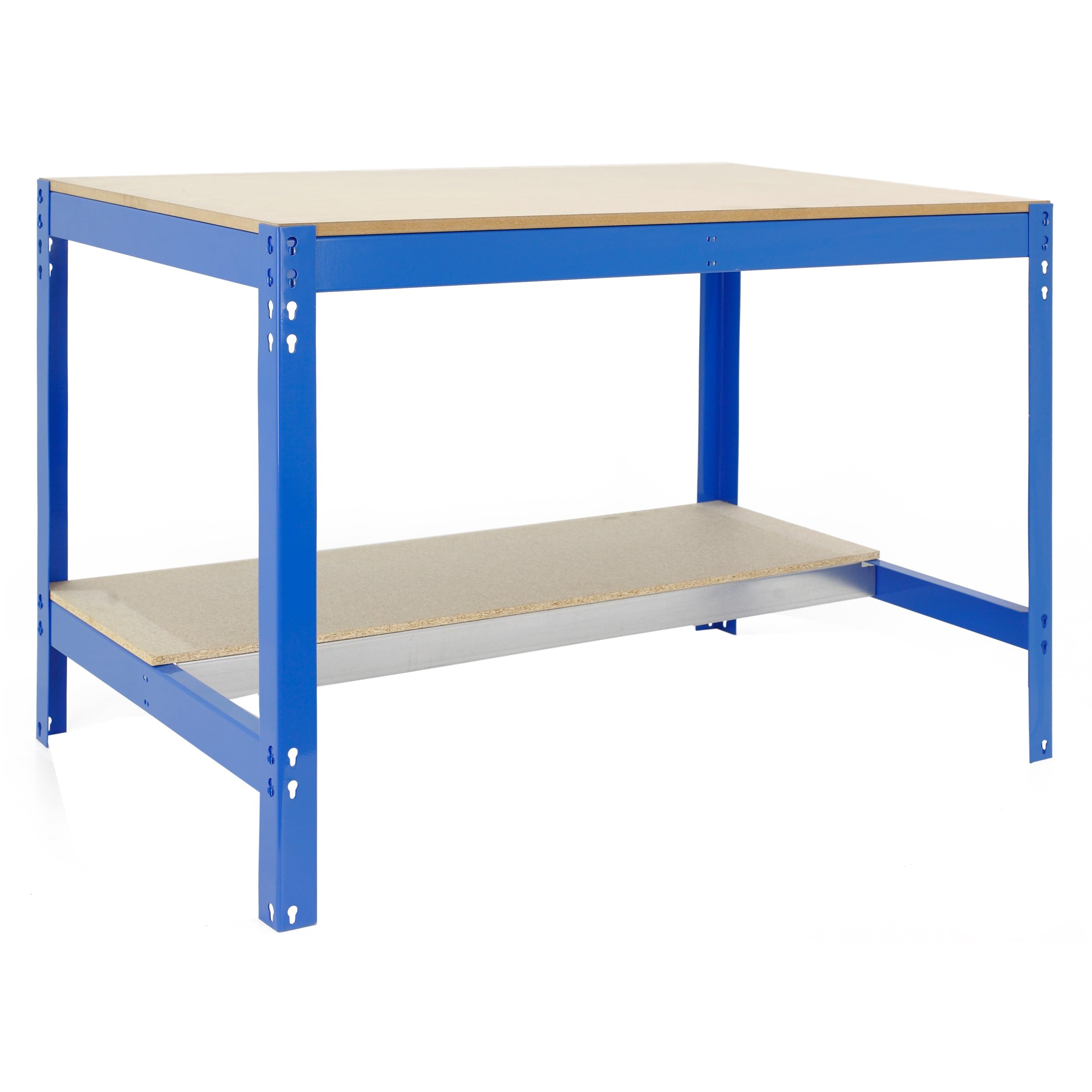 Simon Rack Banco da lavoro per officina, capacità di carico 400 kg, 842x910x610 mm, tavolo da lavoro fai da te, Blu/Legno - BT0