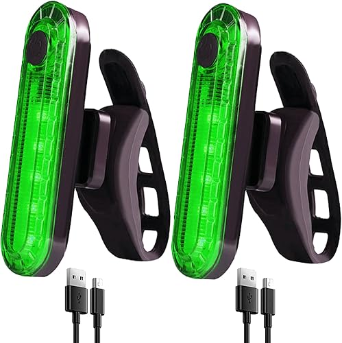 Miniatura 1 de Paquete de 2 luces LED recargables por USB para bicicleta, luz trasera de bicicleta, reflector, luz de seguridad, impermeable, brillante, luz de