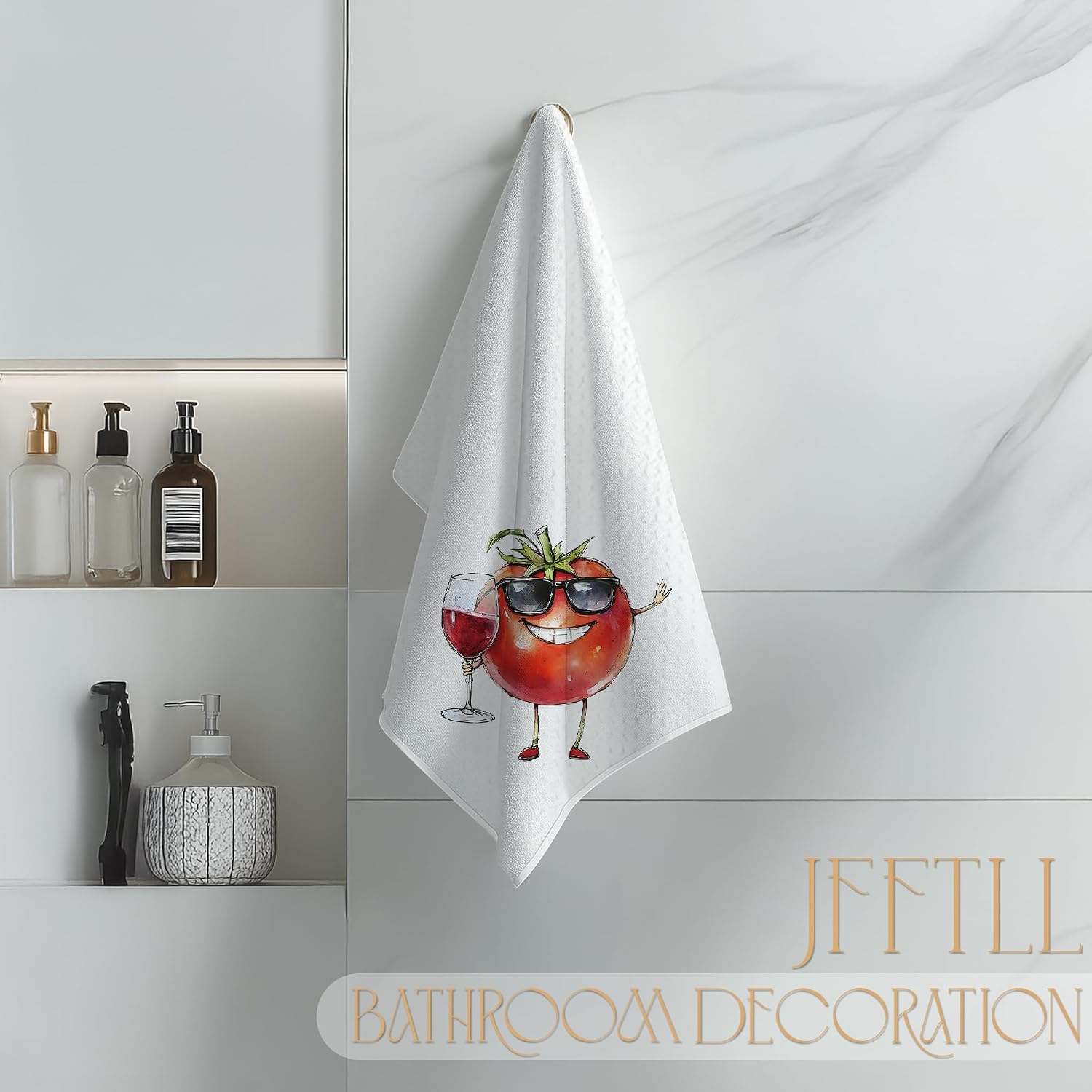 Funny Tomato Wine Kitchen Dish Towels, Tomato Themed Gifts, Wine Lover Gifts for Women Decorative Hand Tea Bar Towels for Kitchen Bar Cart, 16x24 Inch