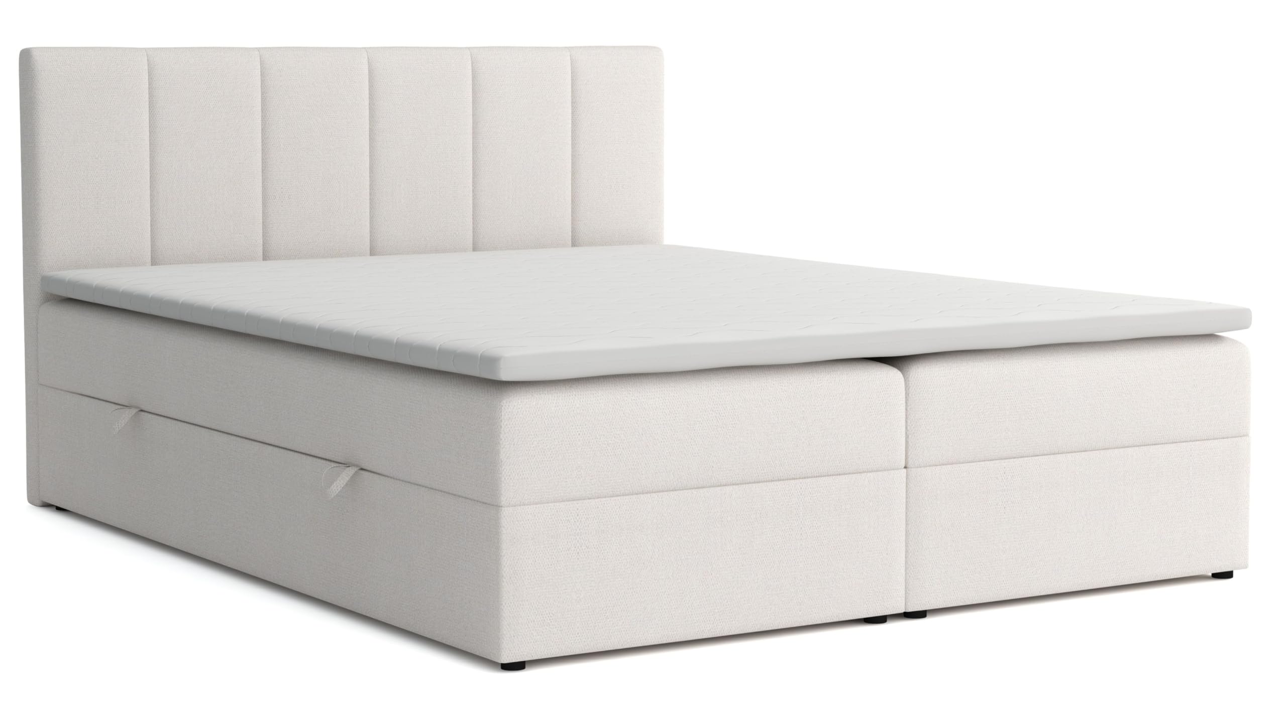 Boxspringbett 180x200 mit Bettkasten, Lisa Doppelbett Beige Velourstoff