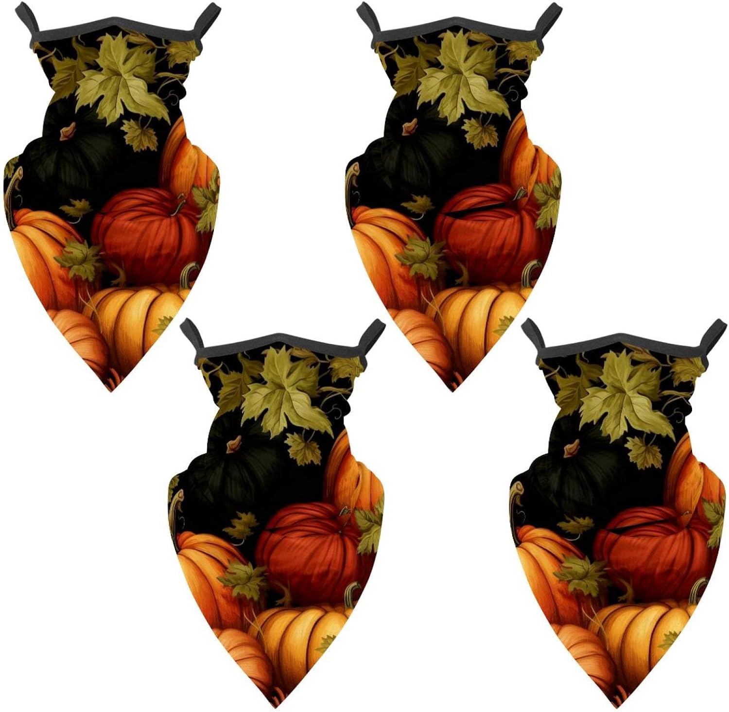 4 Pieces Thanksgiving Pumpkin Neck Gaiter Bandana Face Mask, Sun Cooling Scarf Gator Cover Head for Men Women