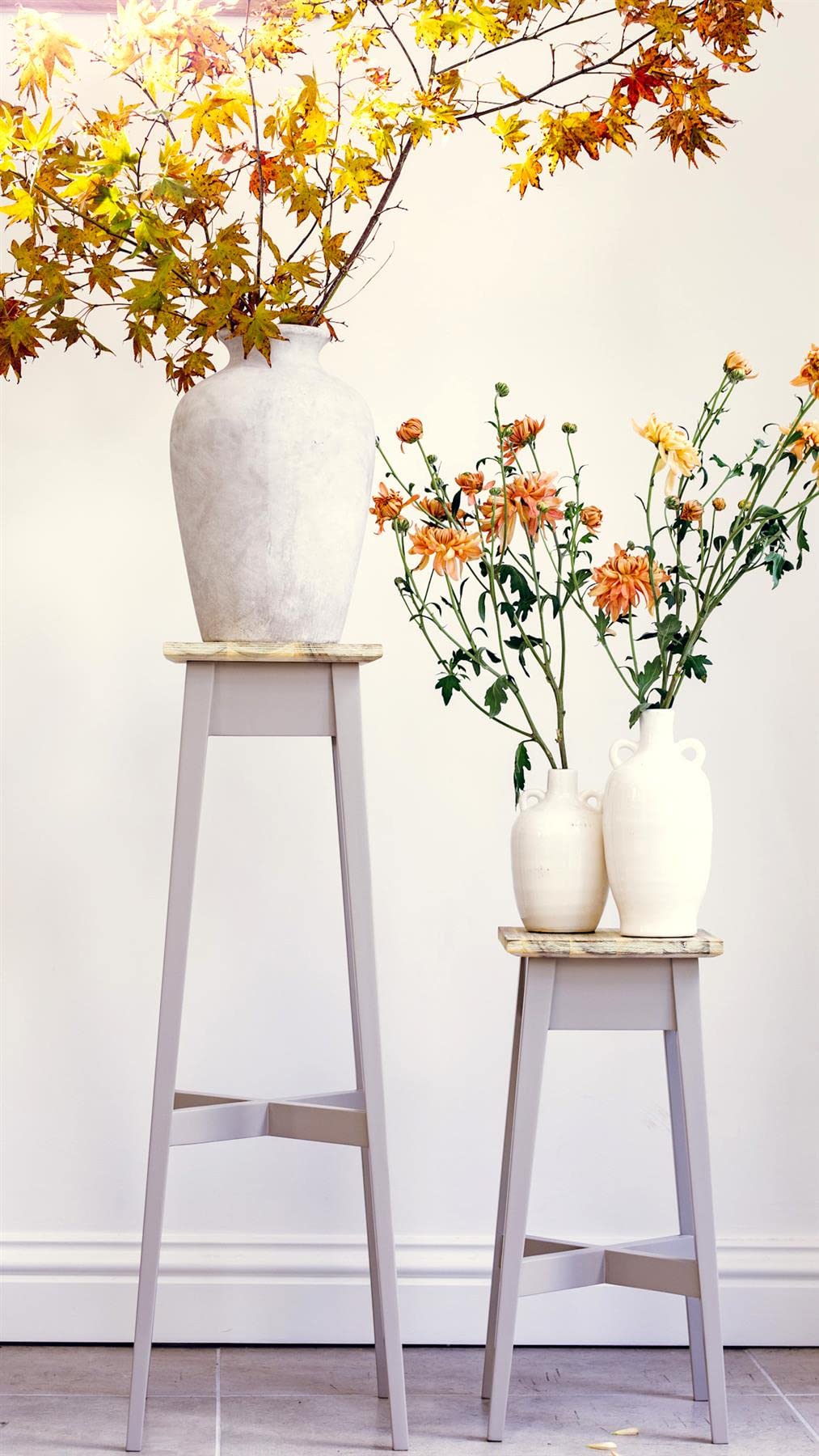Statement Furniture Florence Set of 2 Plant Stands. Wooden Plant Holders in Truffle Colour ASSEMBLED