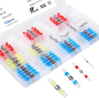 132PCS Solder Seal Wire Connectors, Professional Heat Shrink Butt Wire Connectors, Cooclensportey Solder Stick Wire connectors for Motorcycle, Automotive, Marine with Anticorrosion and Waterproof