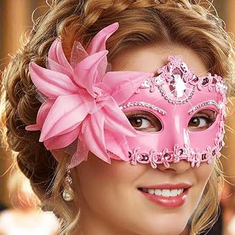 Yokawe Black Masquerade Mask,Venetian Ball Masks for Party,Flower Lace Elegant Prom Costume Accessories