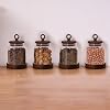 Acacia Vacuum Lid Glass Jar Set, 4 Pieces, 360ml, Kitchen Storage Jar Bahratlık