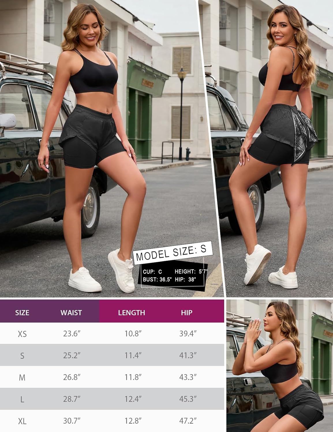 Perfashion Women 2-in-1 Running Athletic Shorts with Quick-Dry Liner High Split Workout Hiking Gym Summer Pockets - Image 6