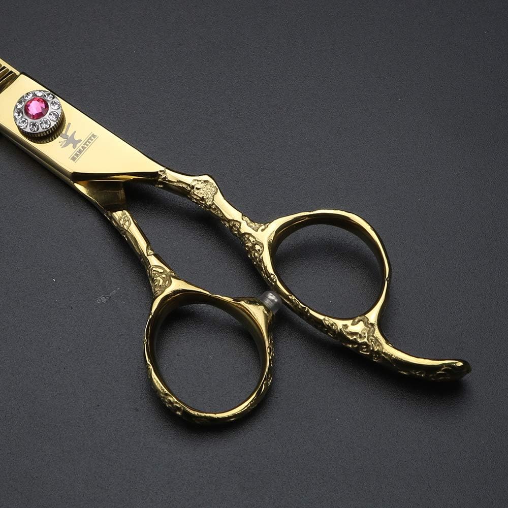 Hairdressing Scissors Gold 6 inch Professional Hair Cutting Thinning Shears kit Stainless Steel Haircut Scissors Hair Styling Scissors for Salon Barber, Men, Women, Children and Adult