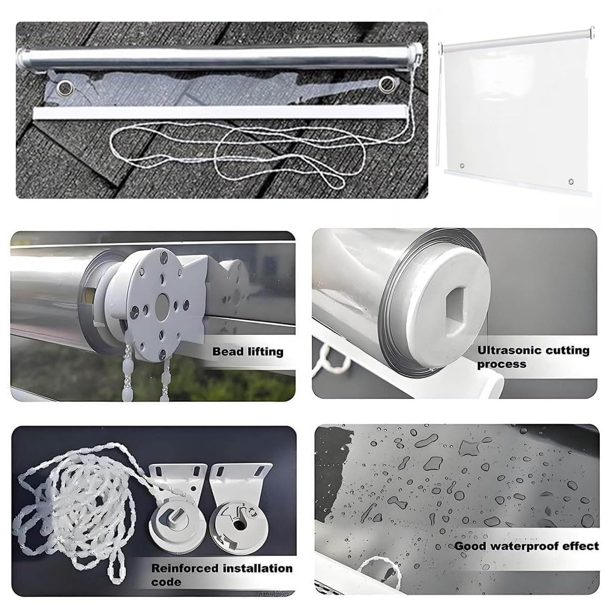 Tenda A Rullo per Esterni PVC Trasparente, Tapparella Avvolgibile Chiara | Impermeabile Schermo Antipioggia Antivento per Gazebo Balcone Portico, Tende Divisoria per Terrazzo(W70xH160cm)