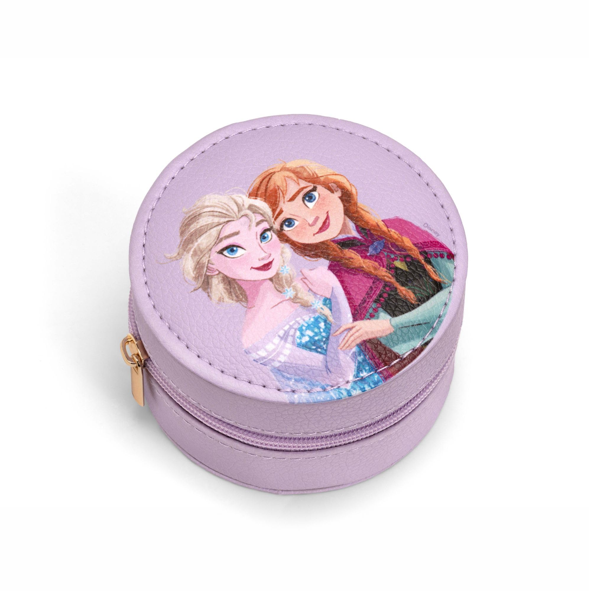 CERDÁ LIFE'S LITTLE MOMENTS Disney Frozen Elsa & Anna Kids Travel Mini Round Travel Storage Jewellery Box for Rings Earrings Necklace Bracelets