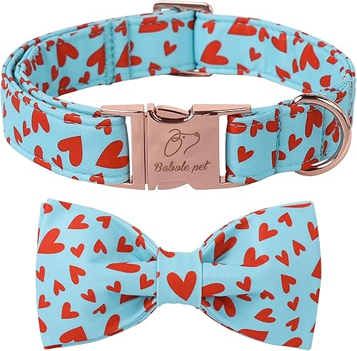 Miniatura 53 de Lindo collar de perro de fresa con corbatín – Collar ajustable de primavera y verano rosa con corbatín rosa, transpirable y cómodo, para perros