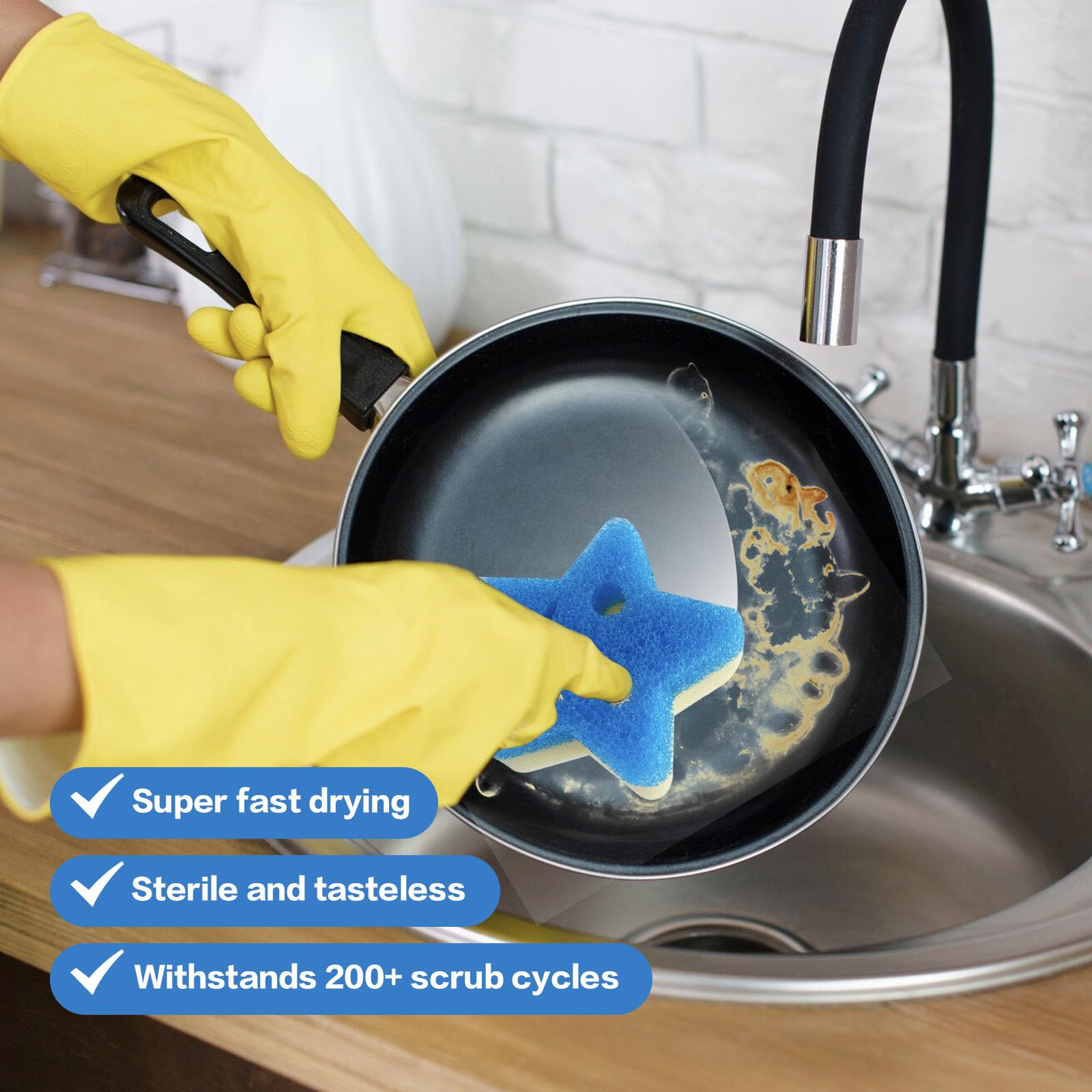 Hometimestore Dishwashing Sponge, Scratch-Free Cleaning & Odour-Repellent - Image 4