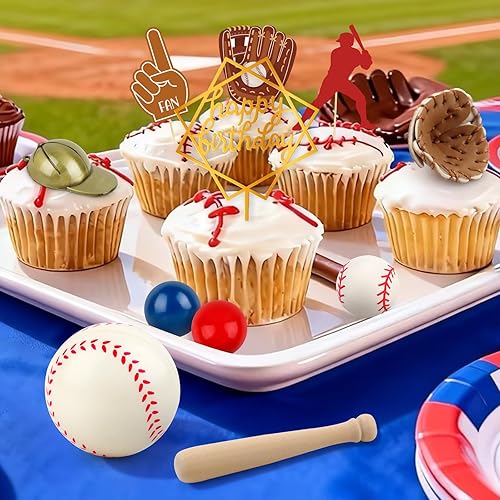 Miniatura 267 de Hooqict 26 piezas de decoraciones de pasteles de los años 80 y 90, decoraciones retro de los años 80 de hip hop con bolas de purpurina para cupcakes