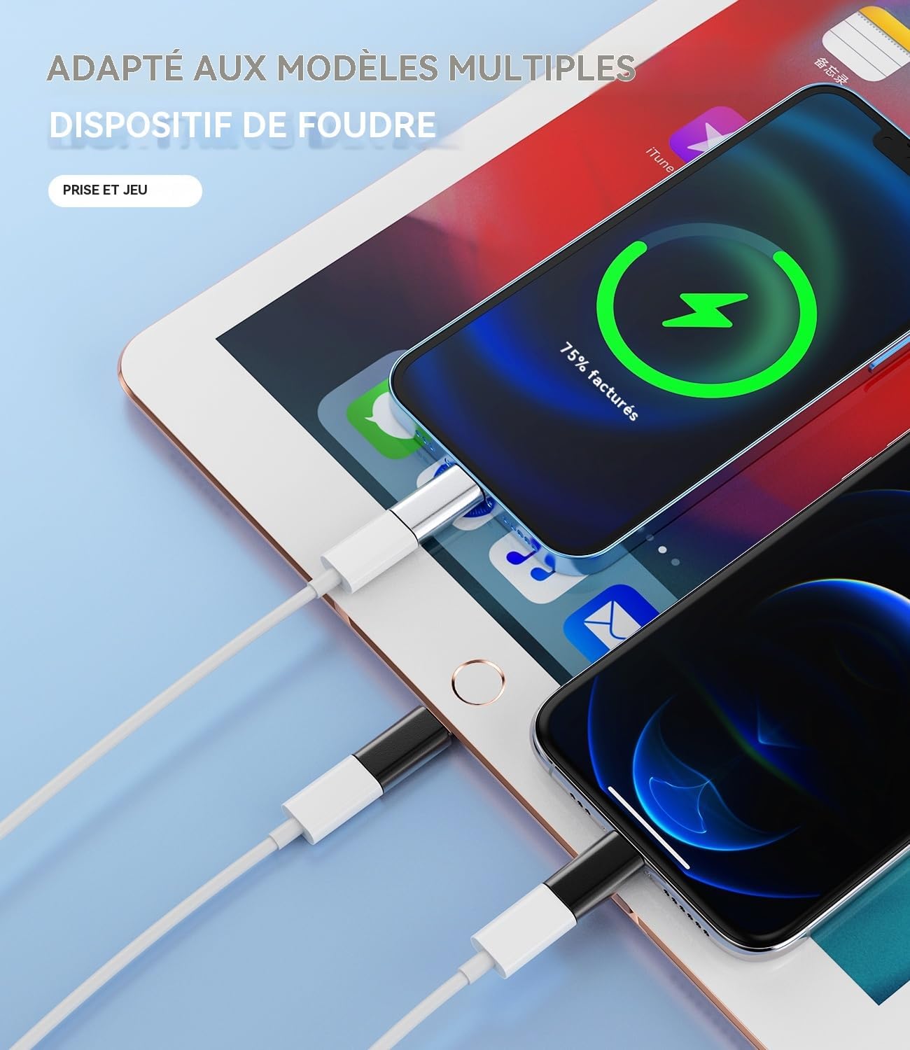 Adapter Micro USB do Lightning Apple MFi Certified iPhone 14 13 12 11 Pro Max 3pack