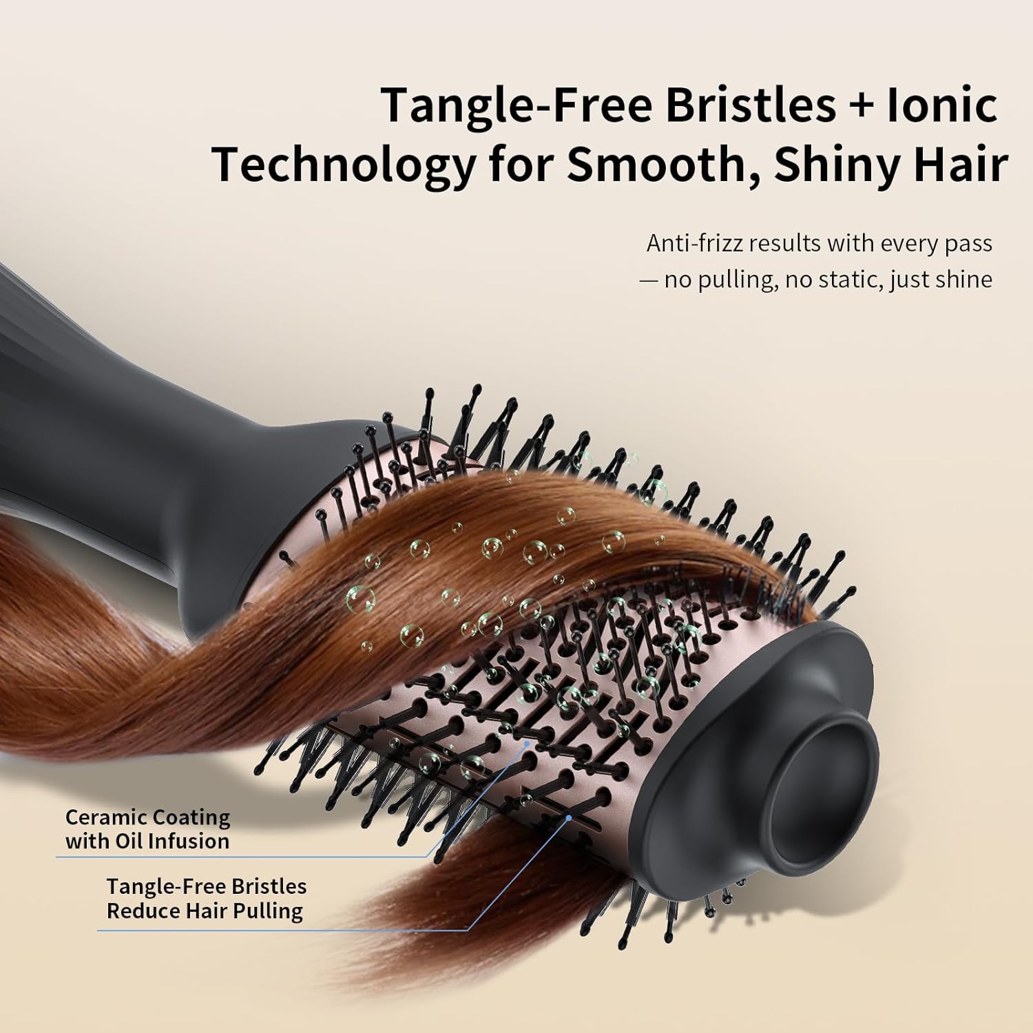 Hot Air Brush Blow Dryer in One, 4-in-1 Ionic Hair Dryer and Styler Volumizer with 3.2" Oval Barrel, 33000RPM High-Speed Motor, Hot Air Straightener Brush, All Hair Types KNS-M8 - Image 4