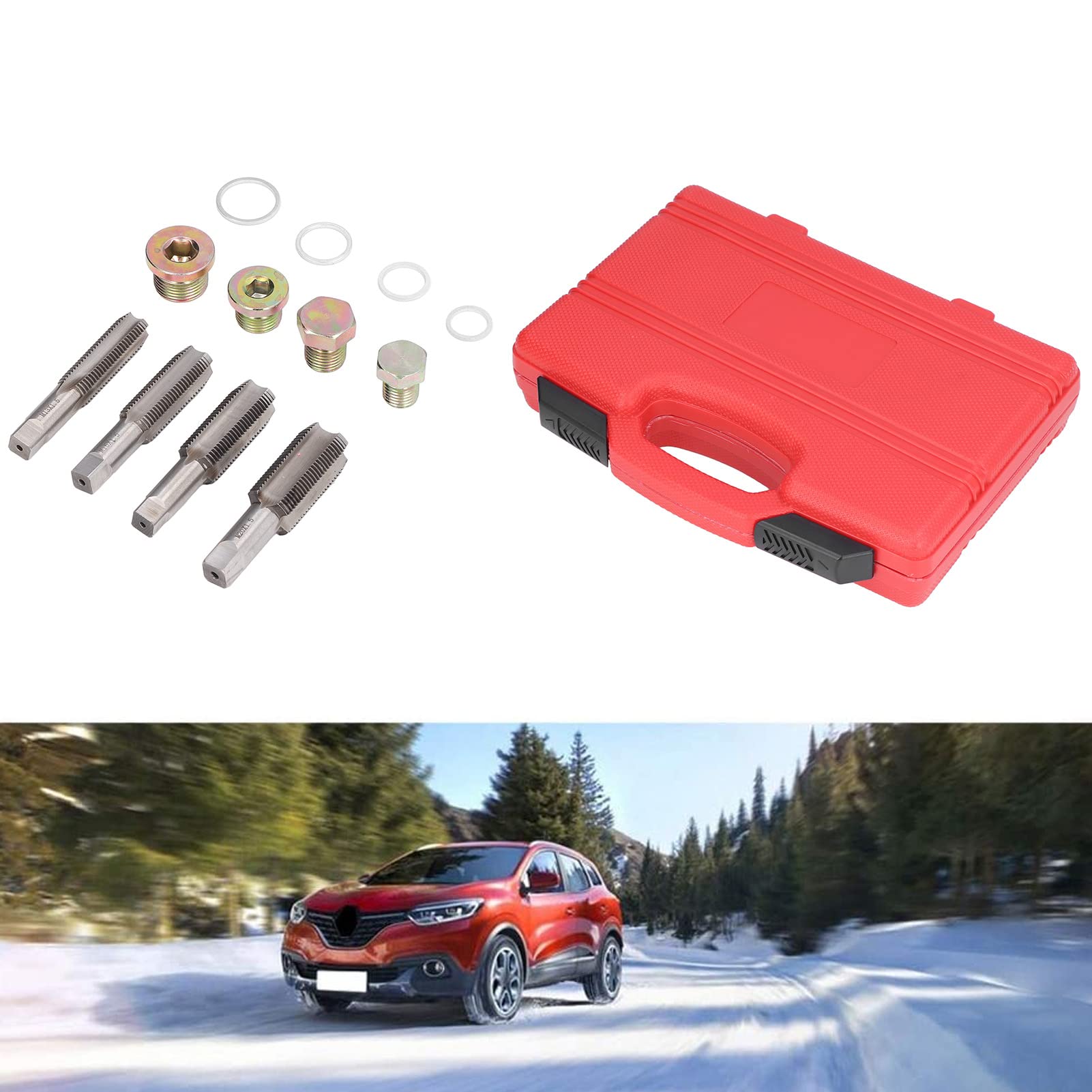 Kit di riparazione filettata per coppa 'olio da 64 pezzi, strumento per la filettatura del tappo di scarico M13, M15, M17 e M20 con 40 rone e 20 tappi, set professionale per la