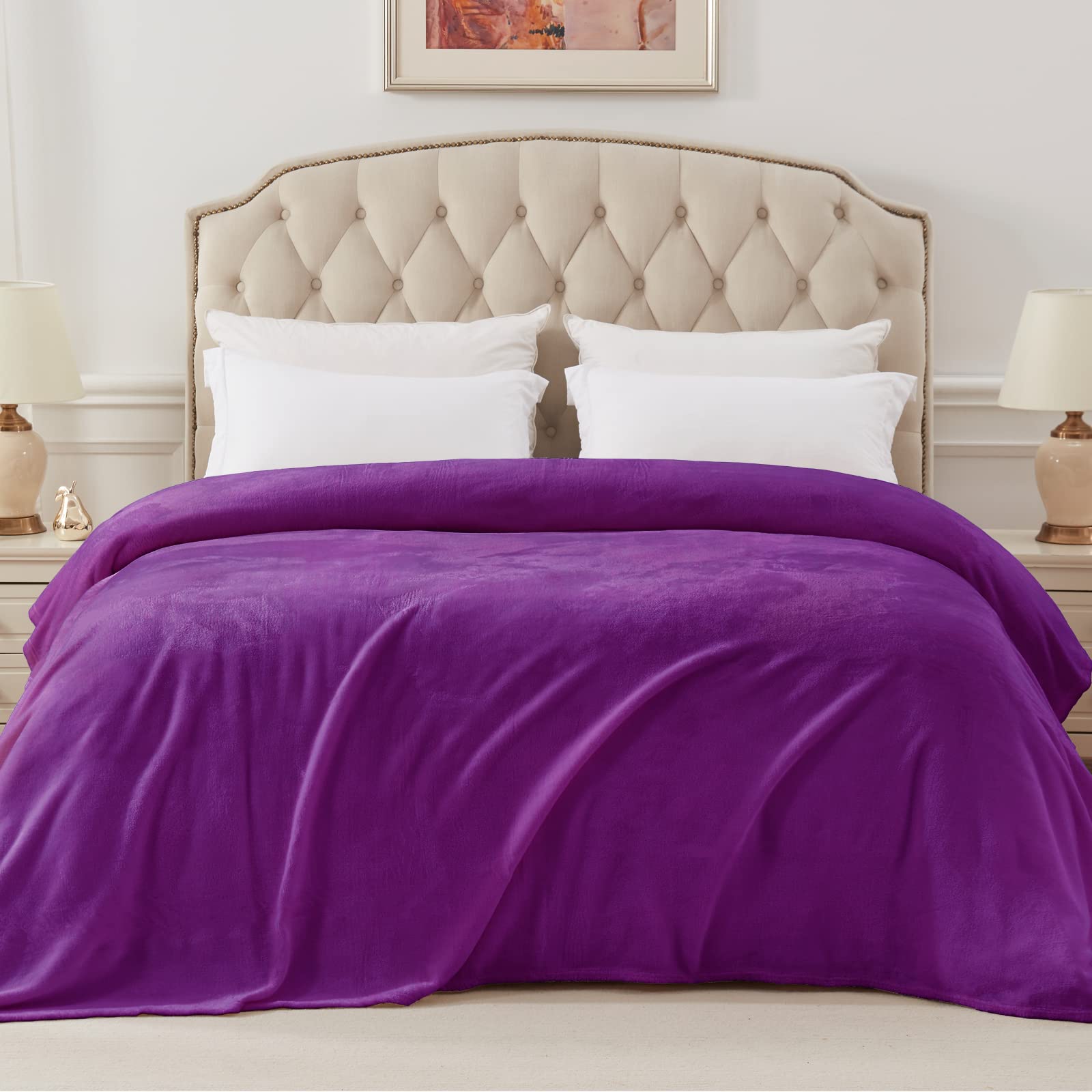 Exclusivo Mezcla Fleece Blanket Double Size for Bed Super Soft and Warm, All Season Use, Cozy, Plush, Lightweight, 150x200 CM, Purple - Image 3