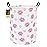 HUNRUNG Laundry Hamper,Large Canvas Fabric Lightweight Storage Basket Toy Organizer Dirty Clothes Collapsible Waterproof for College DormsRound-Pink Paw