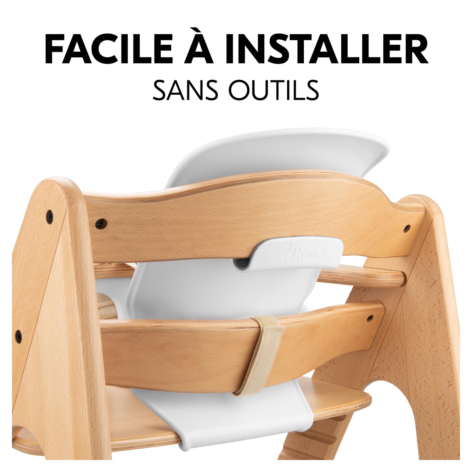 hauck Reducteur Chaise Haute, Pour Alpha +, Beta+ et Arketa - Utilisable dès 6 Mois, Ergonomique, Réglable et Évolutif - Mise en Place sans Outils - Blanc