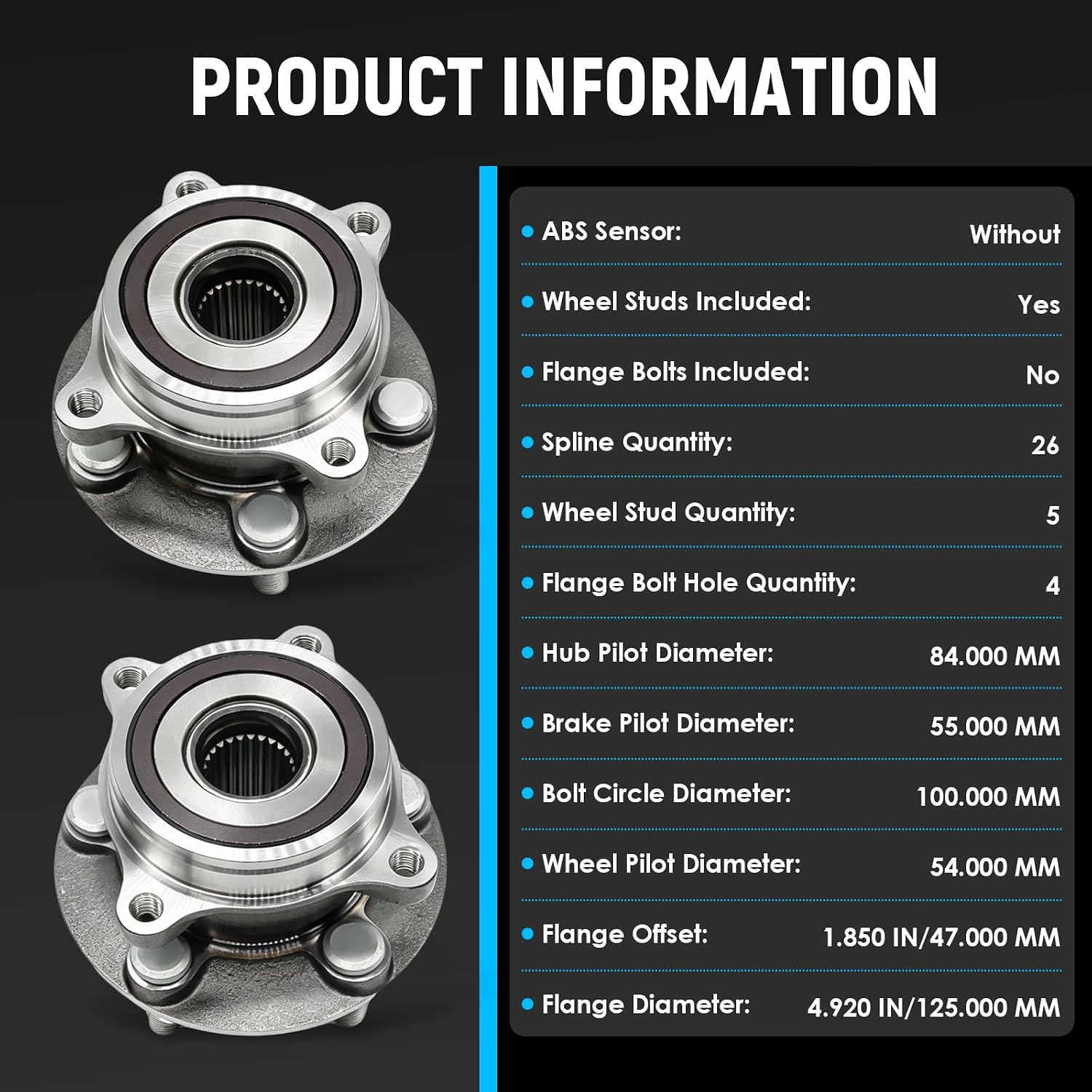 513287 Front Wheel Hub Bearings Assembly Compatible with Prius CT200h 2010-2015