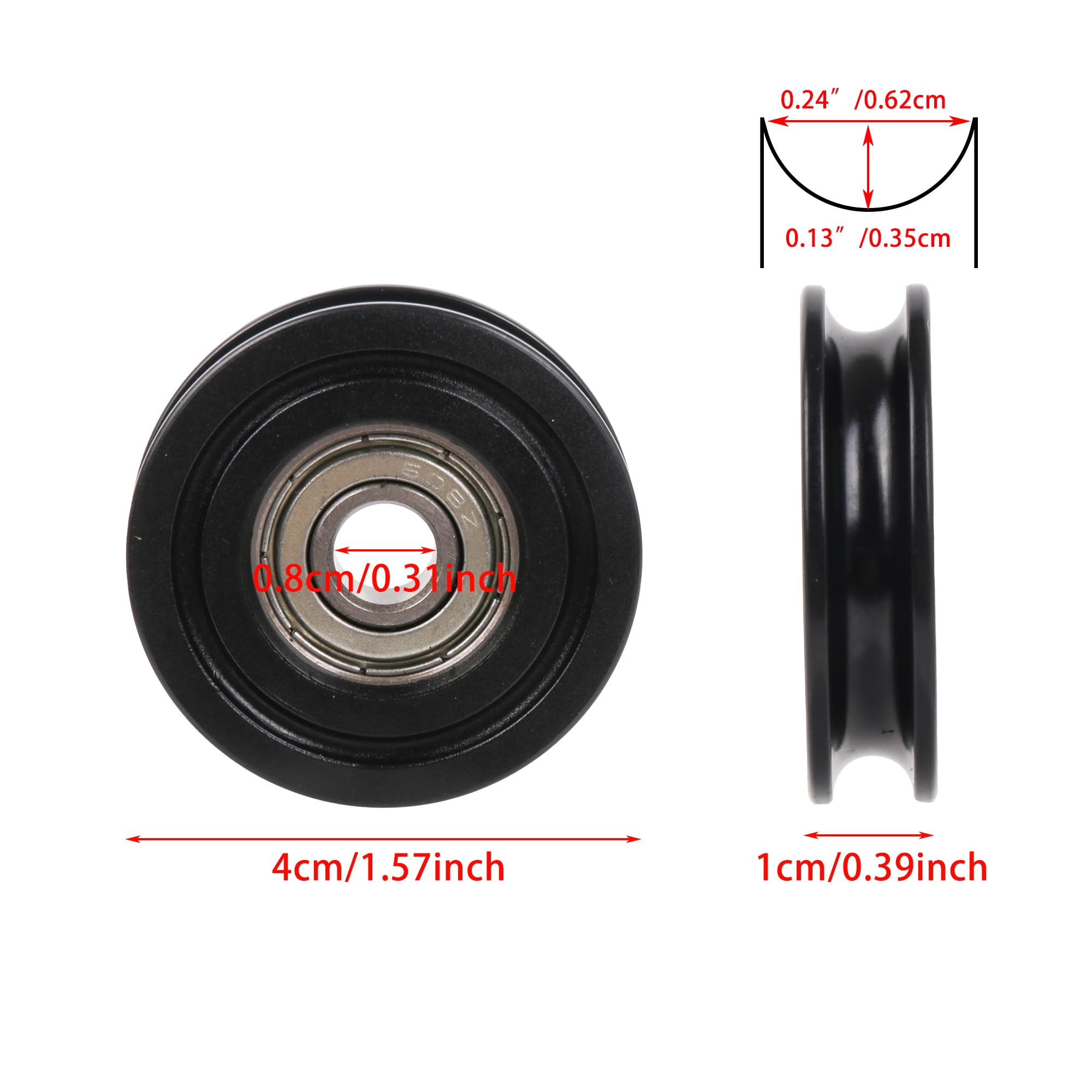 Kunststoffbeschichtete Rillen-Riemenscheibe mit abgedichtetem Lager, 8 mm ID x 40 mm Außendurchmesser, Schwarz, 30 Stück