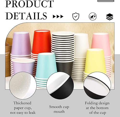 Miniatura 4 de Paquete de 100 vasos de papel de 3 onzas, vasos desechables para baño, enjuague bucal, expreso, aperitivos y uso diario, adecuado para el hogar,